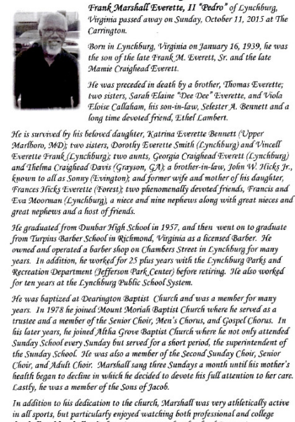 Frank Marshall "Pedro" Everette II-obituary