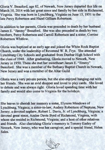 Gloria V. Beauford-obituary