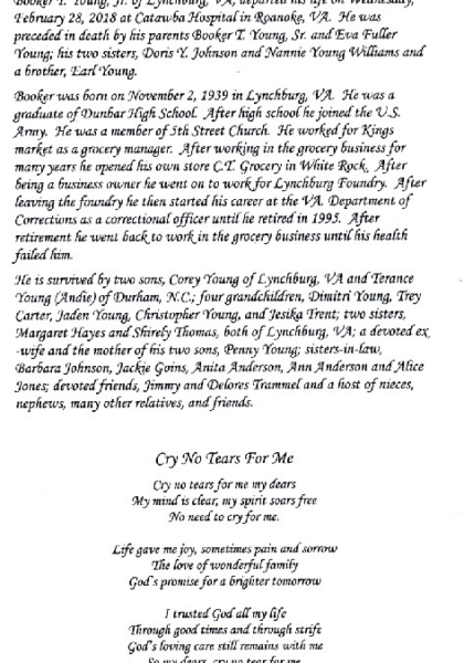 Booker T. Young Jy.-obituary