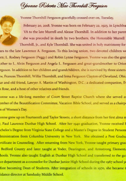 Yvonne Thornhill Ferguson-obituary