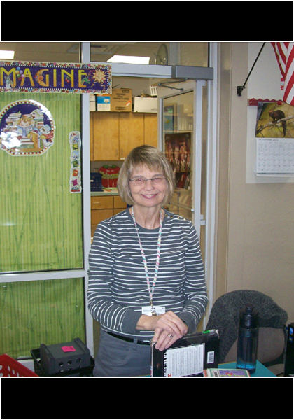 Here is Pat Anderson, library helper!