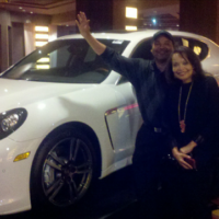 My former roommate at Hampton, Bert Fitts and wife recently won a Porsche in Vegas!