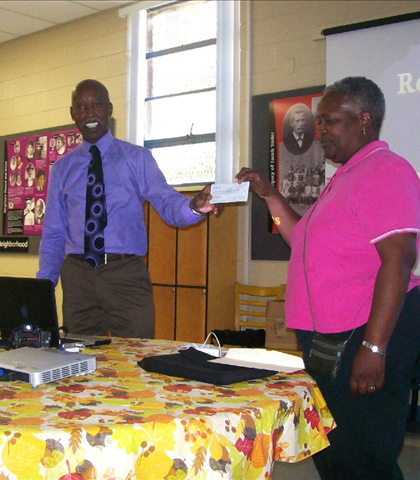 DeBois presenting a check for the Timbridge Hill Community Center-2014! DeBois presenting a check for the Timbridge Hill Community Center-2014!
