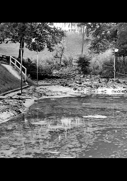 There was a bad storm, and it was a few weeks before the Jefferson pool could reopen! How many remember going down the ramp after a cold shower, to the pool?